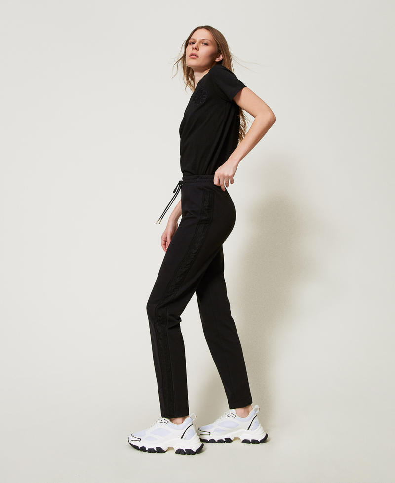 Cigarette trousers with embroidery Black Woman 251LL2HEE_00006_01