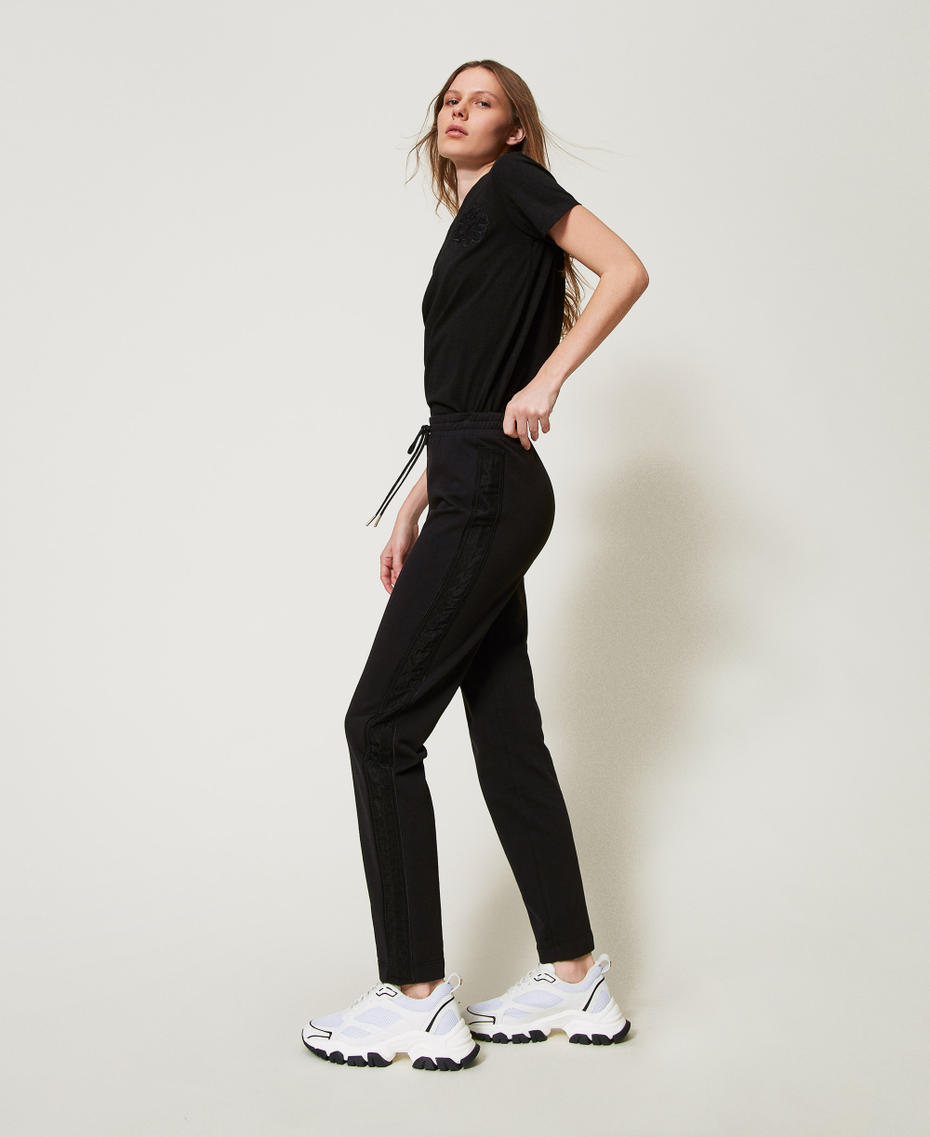 Cigarette trousers with embroidery Black Woman 251LL2HEE_00006_01
