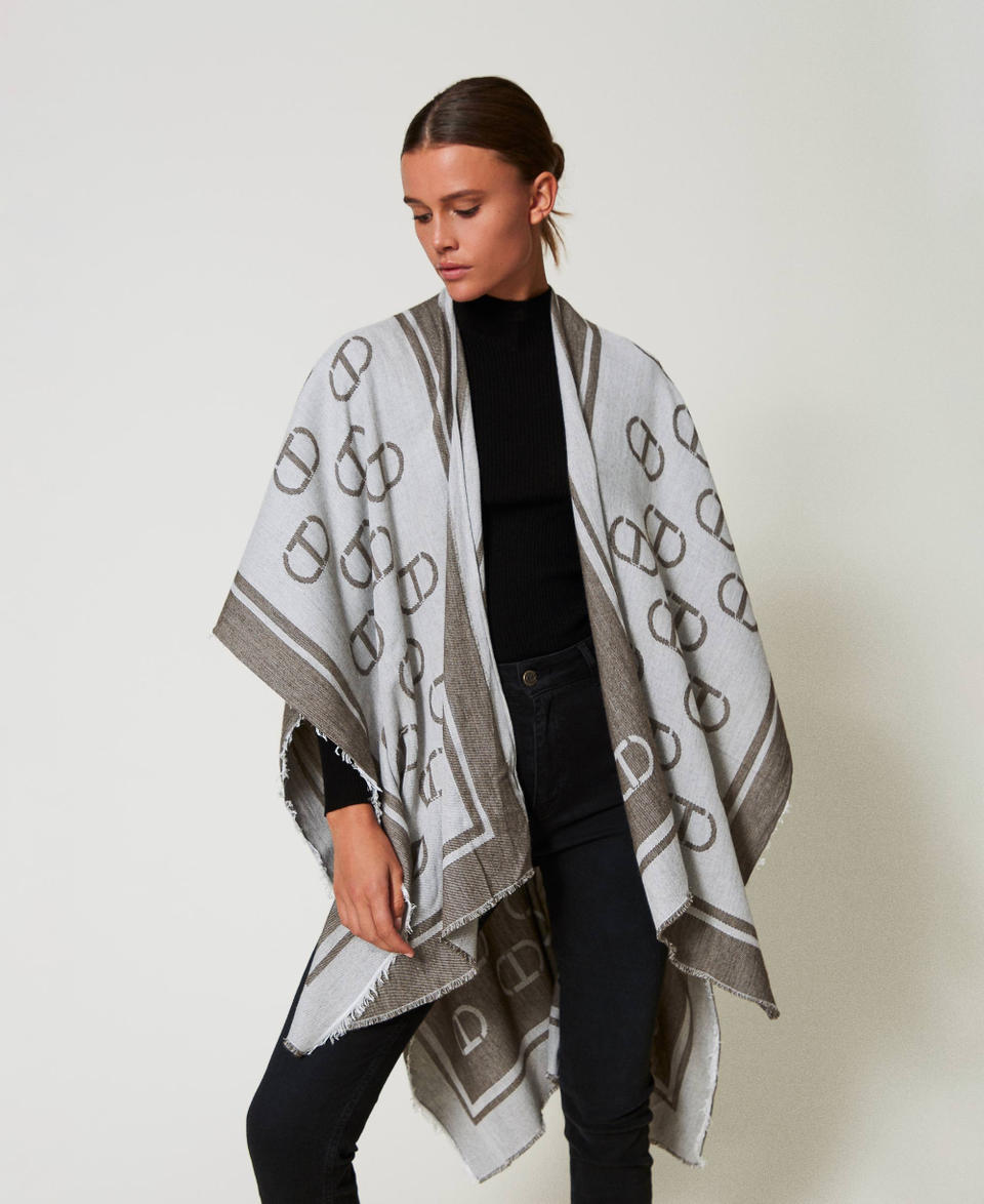 Twin Set Poncho jacquard con Oval T