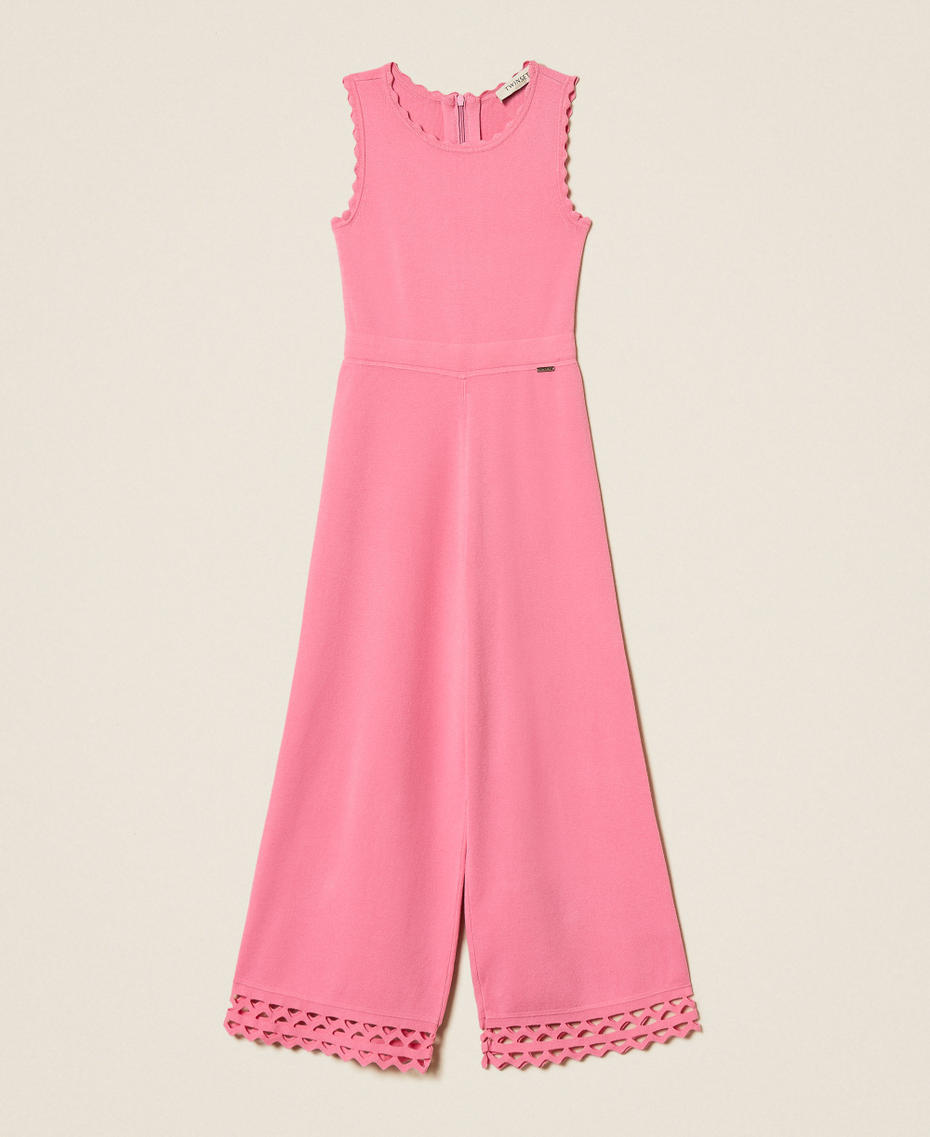 Openwork knit jumpsuit with zig-zag pattern "Sunrise" Pink Girl 261GJ3Q41_07207_S0