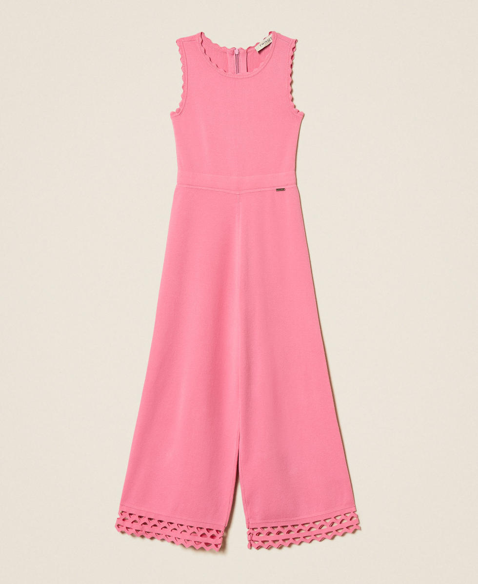 Combinaison en maille ajour&eacute;e avec motif zigzag Rose &laquo;&thinsp;Aurora Pink&thinsp;&raquo; Fille 261GJ3Q41_07207_S0