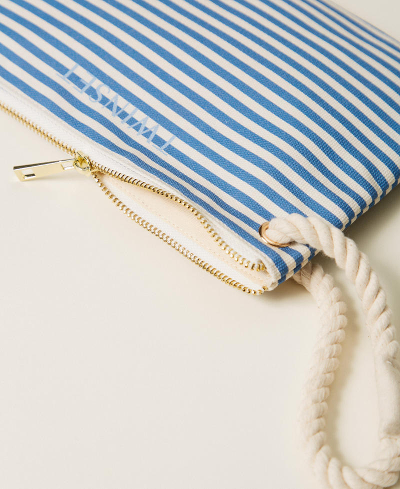 Canvas clutch Mediterranean Blue/Off White Stripes Woman 261LM8AJJ_13474_03