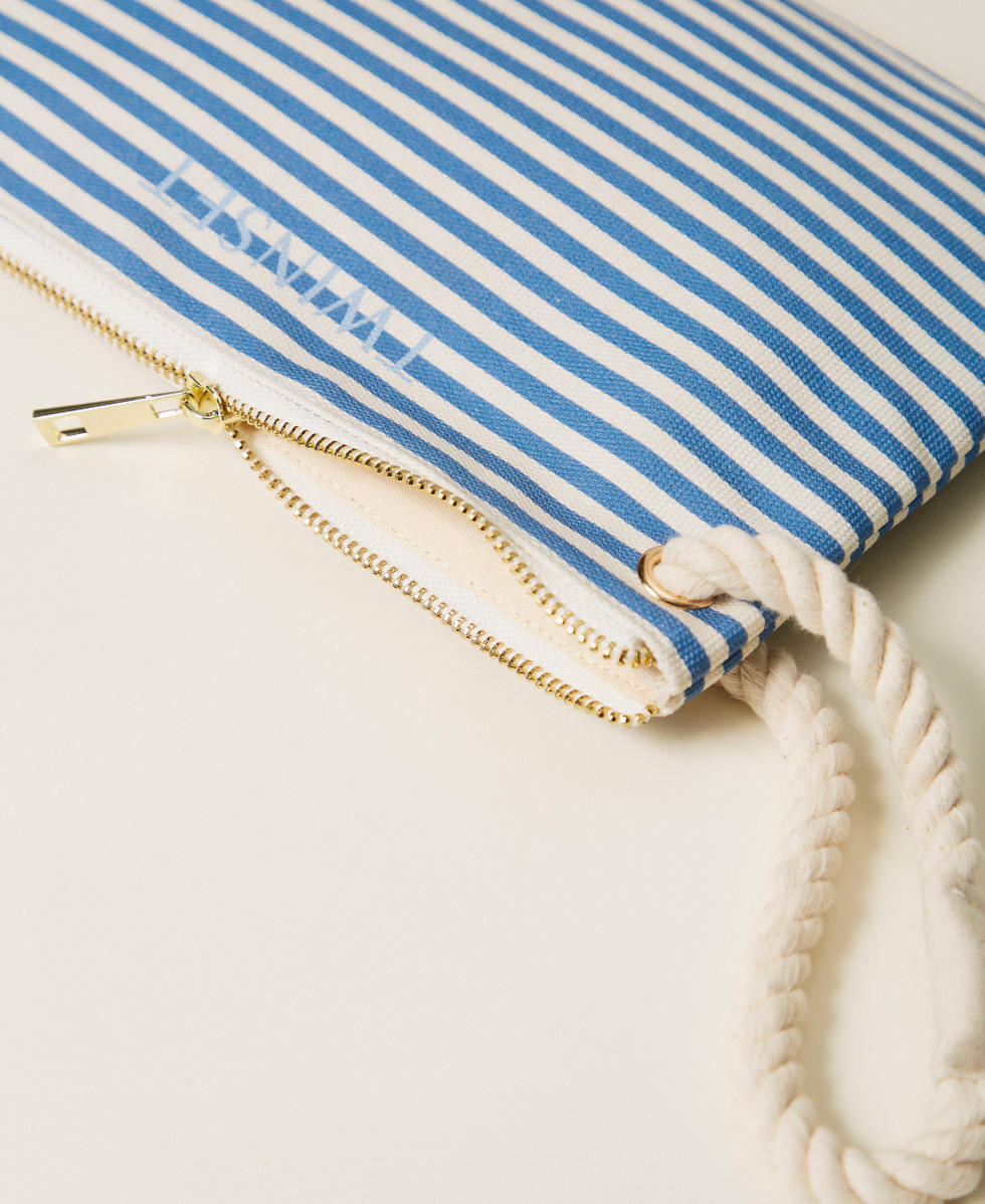 Canvas clutch Mediterranean Blue/Off White Stripes Woman 261LM8AJJ_13474_03