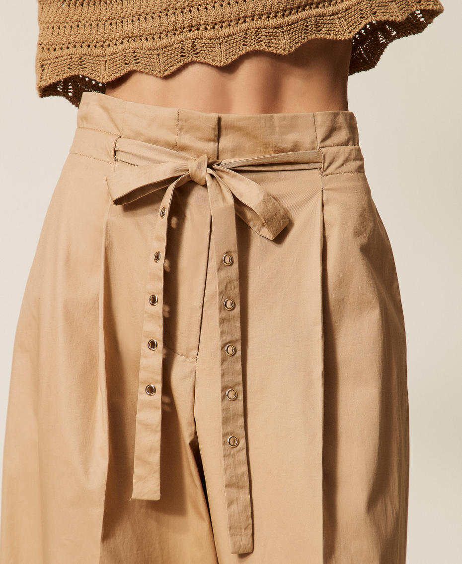 Weite Hose aus Twill "Rope"-Beige Frau 261TT2014_12145_04