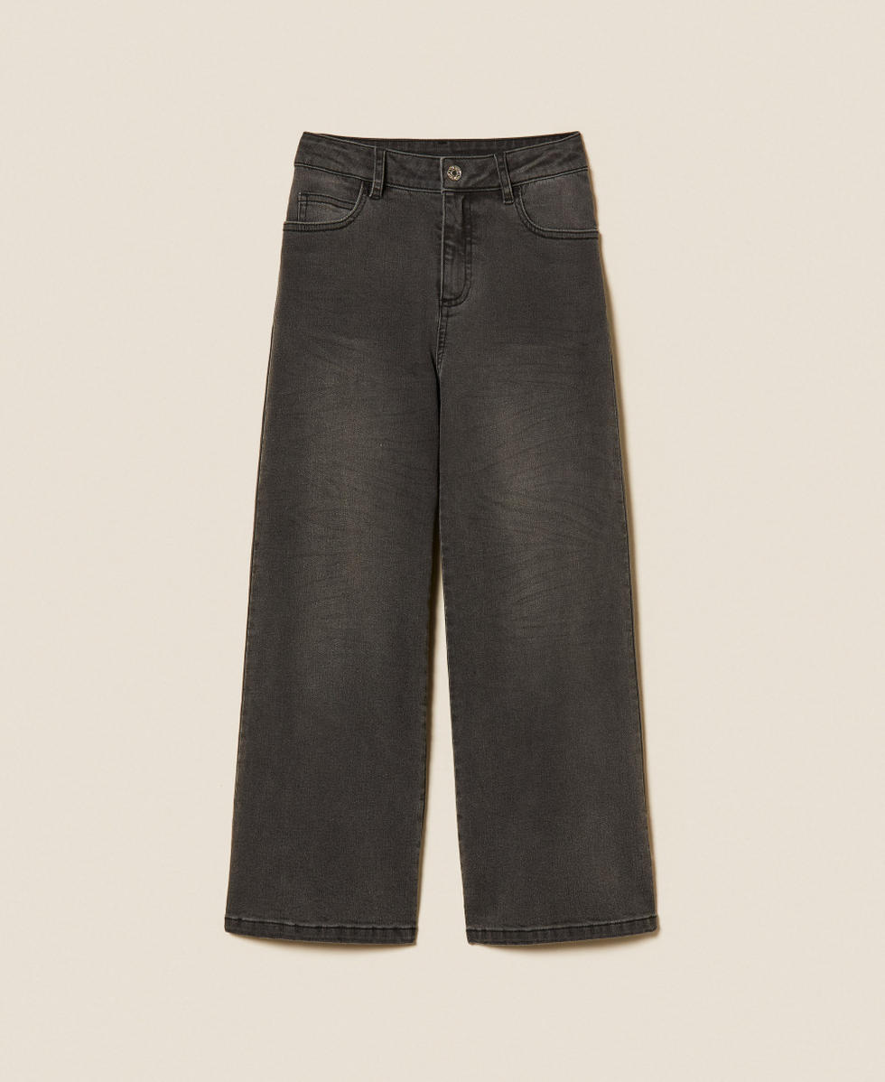 Black cropped jeans with five-pockets