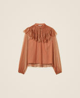 Vetement Mode Haut En Dentelle à Manches Longues Et Col Rond | RW&CO Chemisier Femme Manche Longue