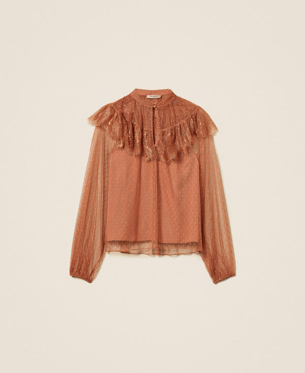 Blouse en tulle plumetis et dentelle