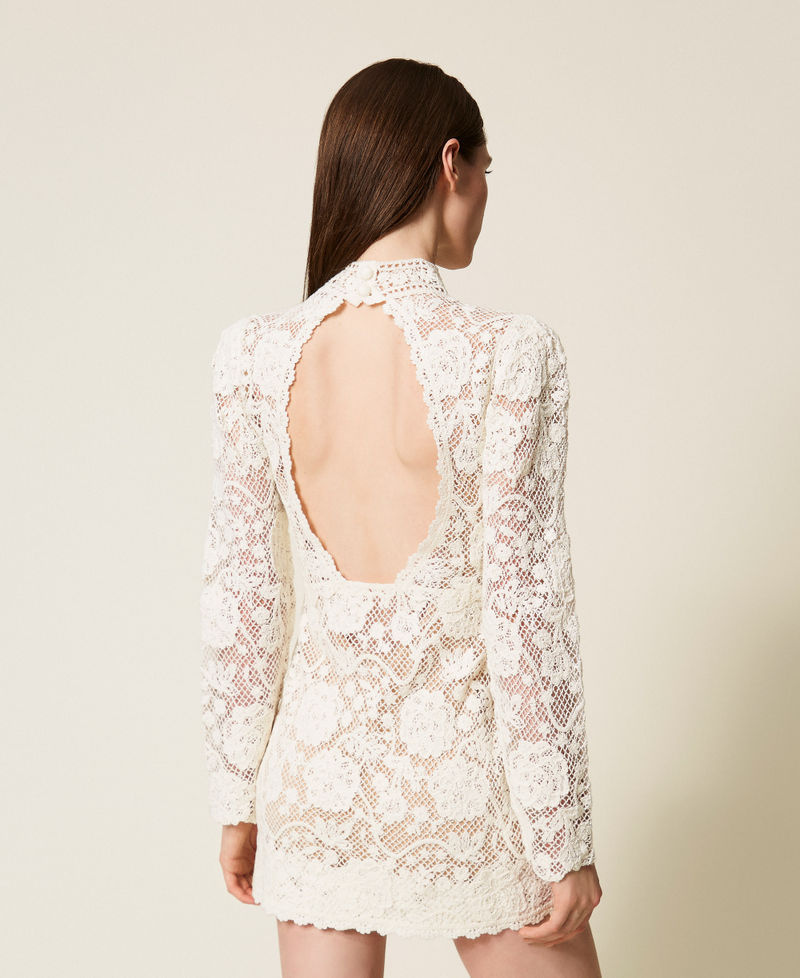 Short wool blend crochet dress White Snow Woman 252TS3191_00282_03