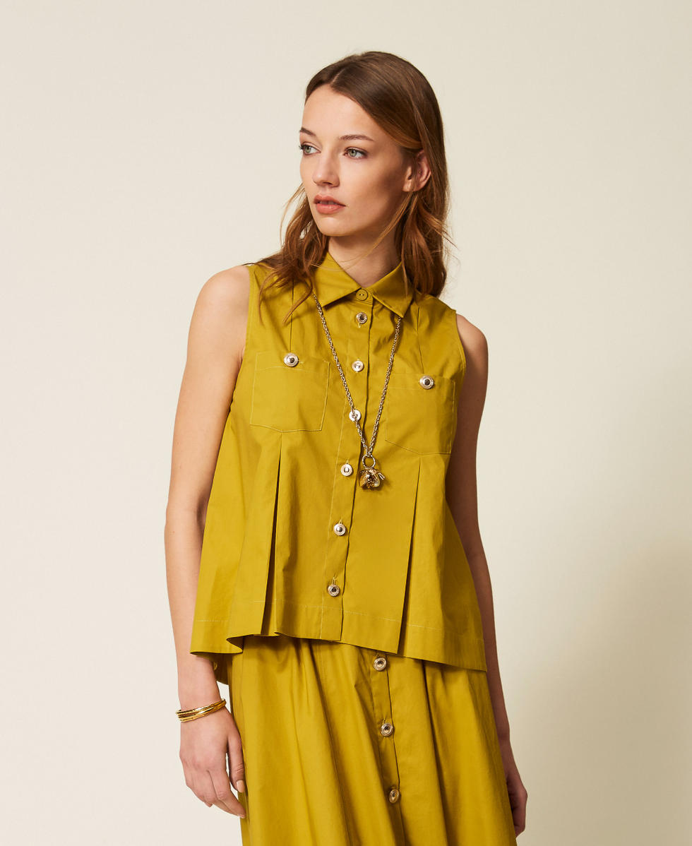 Camicia in popeline con tasche