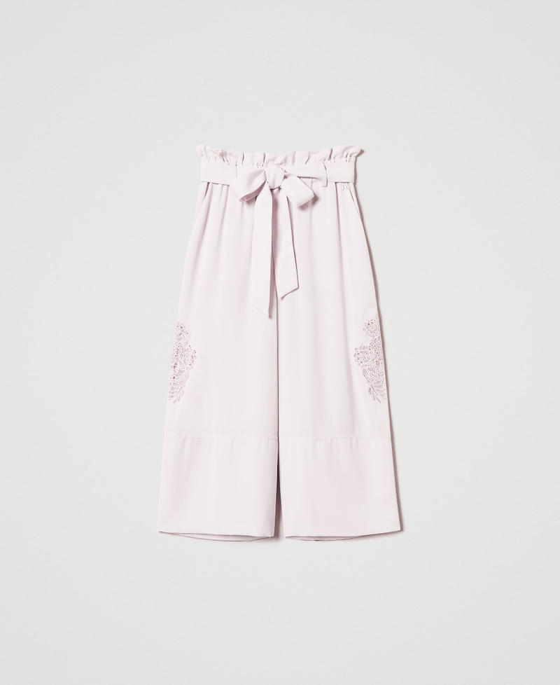 Cropped twill trousers with embroidery Tender Pink Pink Woman 251AP2423_00619_S0