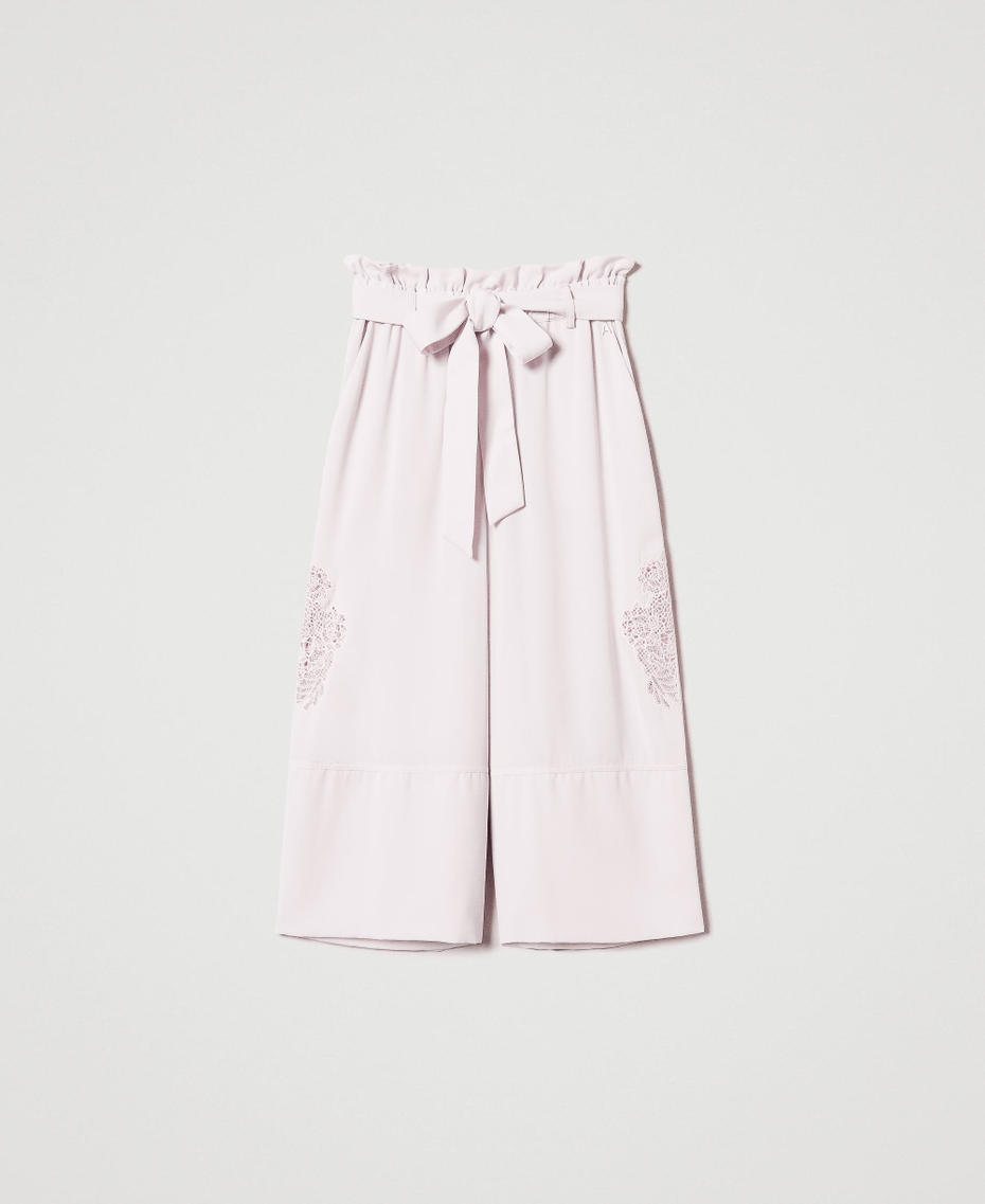 Cropped twill trousers with embroidery Tender Pink Pink Woman 251AP2423_00619_S0