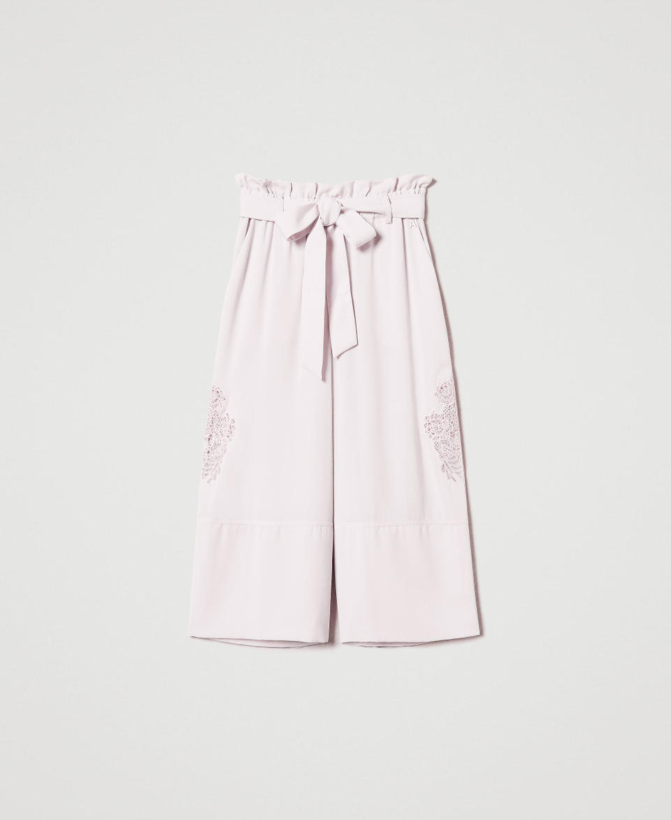 Cropped twill trousers with embroidery Tender Pink Pink Woman 251AP2423_00619_S0