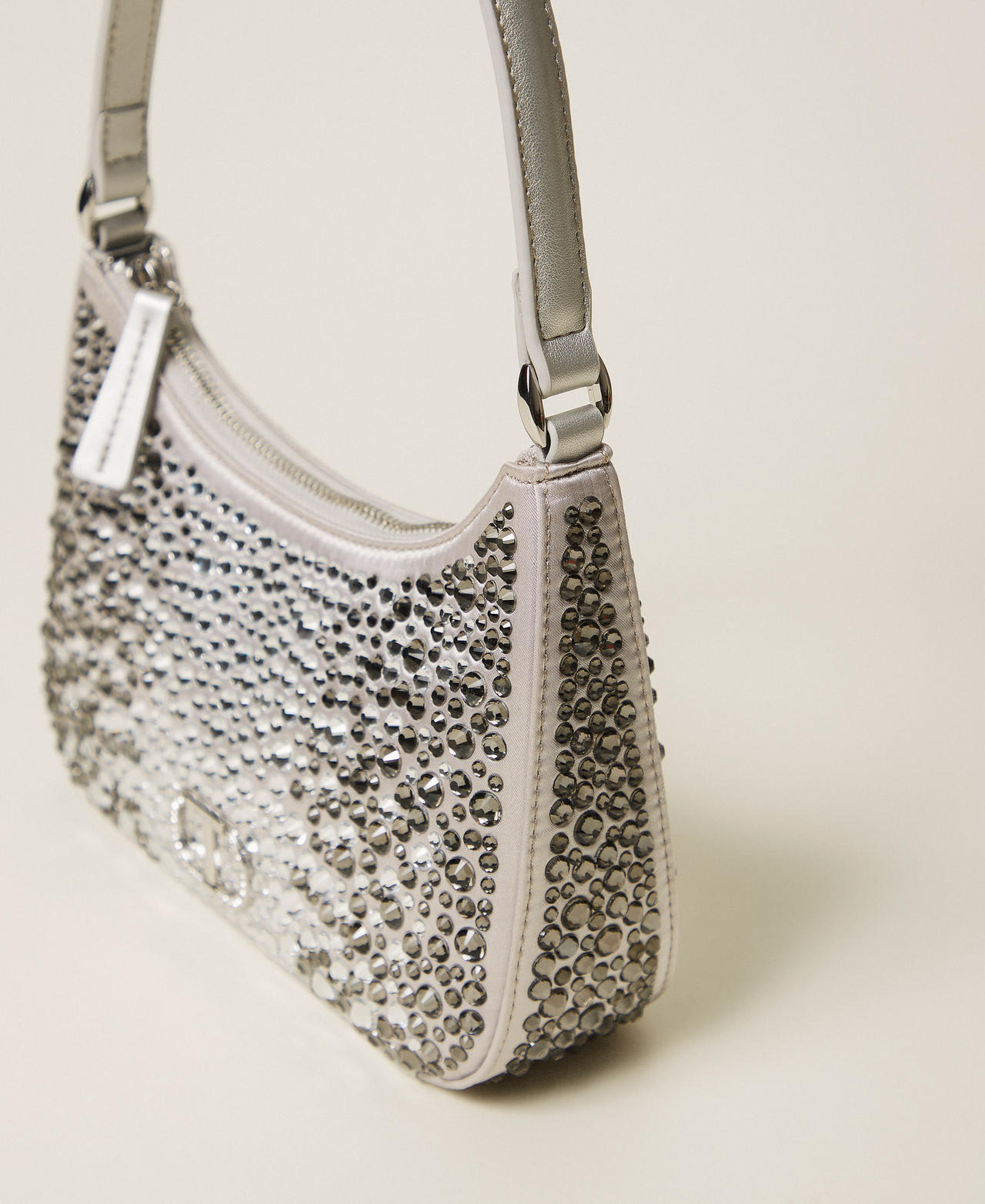 Hobo bag with rhinestones Silver Woman 252TB7211_00995_02