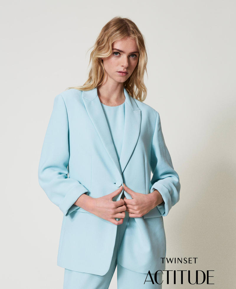 Crêpe piquet blazer Light Canal Blue Woman 251AP2335_12134_PA