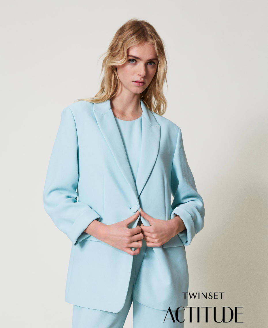 Crêpe piquet blazer Light Canal Blue Woman 251AP2335_12134_PA