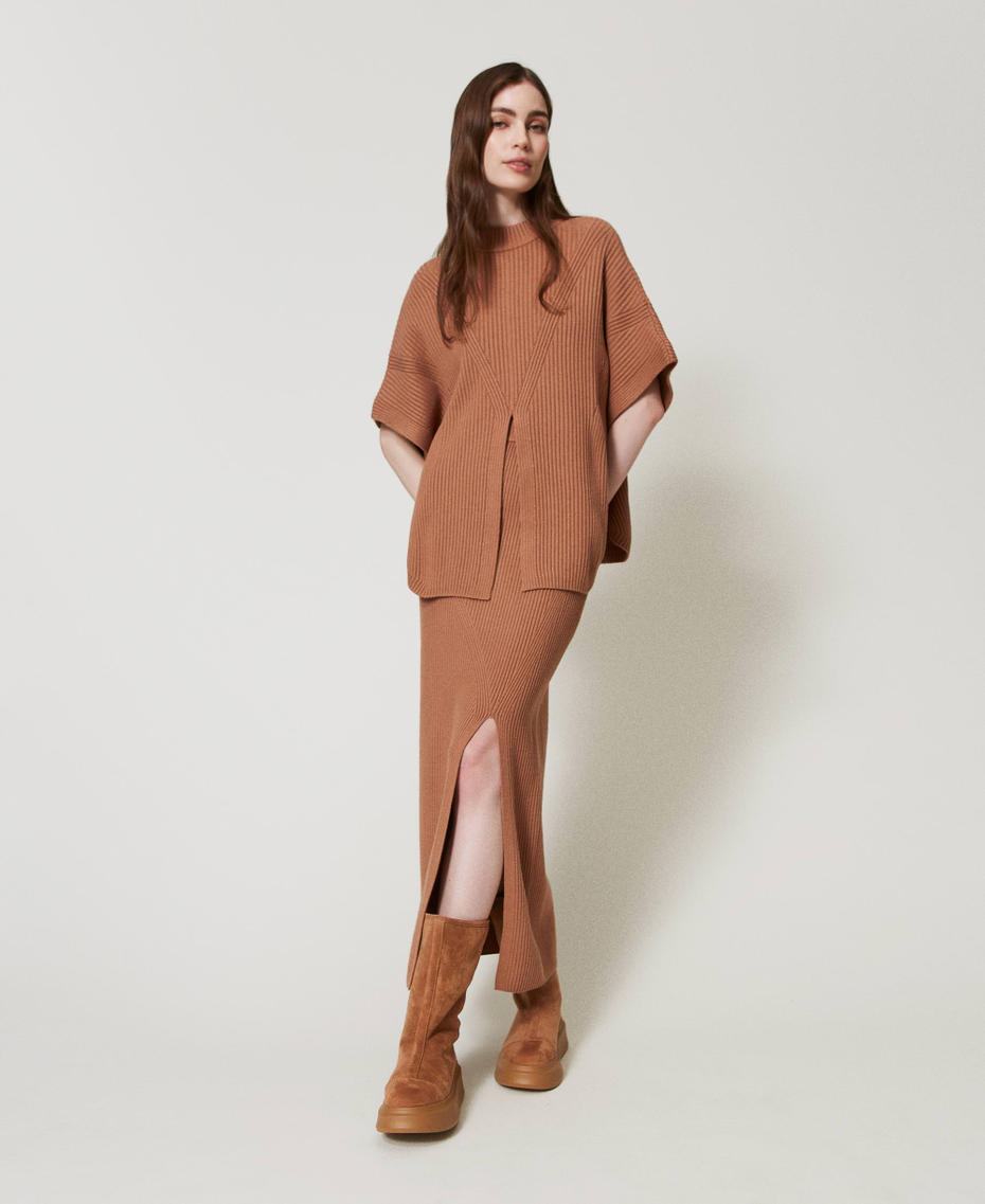 Lined platform boots Caramel Camel Woman 242LIP012_11718_S0