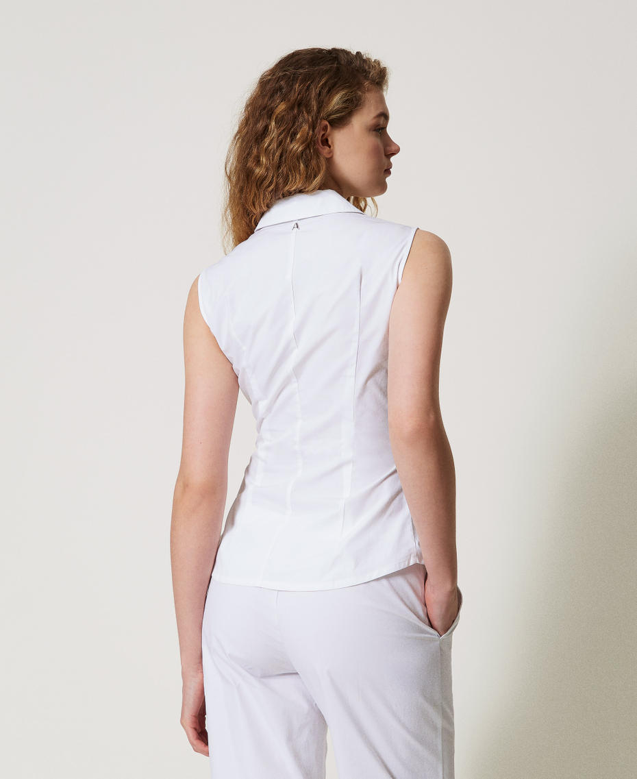 Camicia in popeline con nodo Bianco "Papers" Donna 251AX2101_00840_02