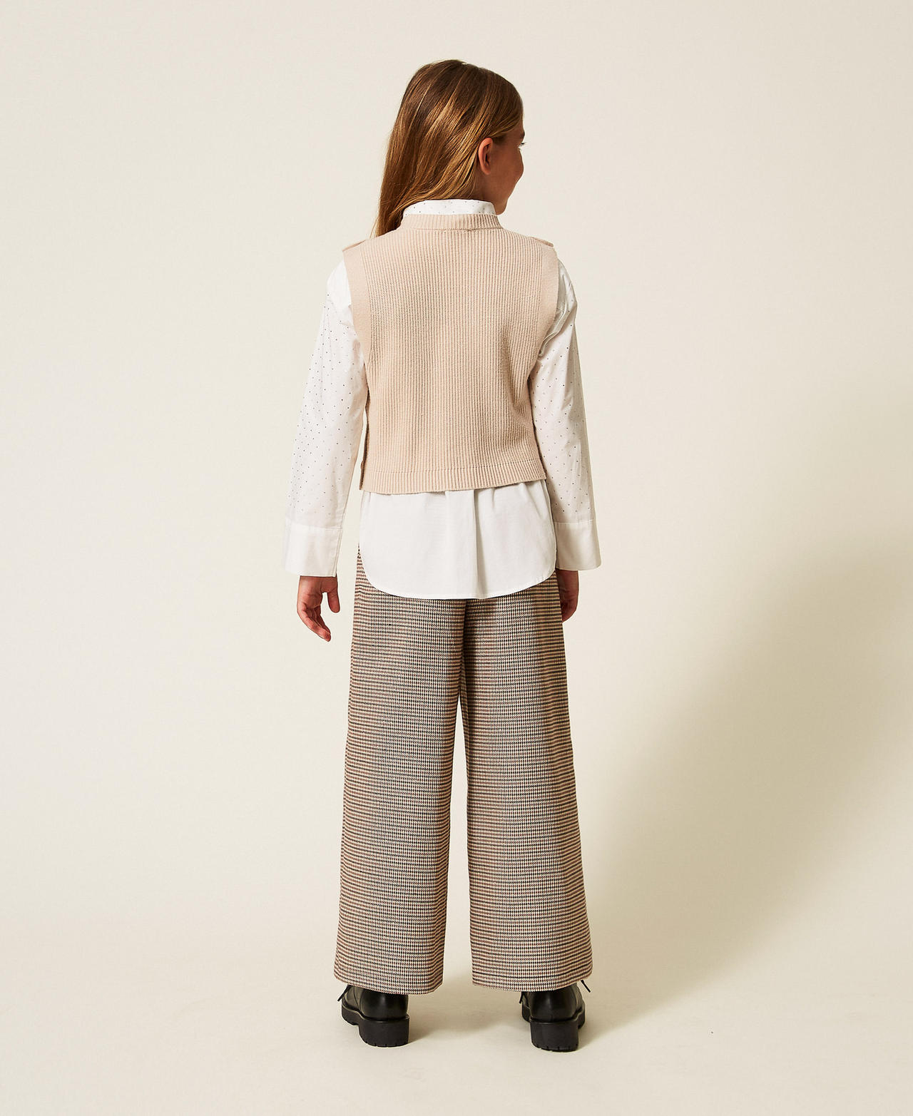 Houndstooth trousers Camel Houndstooth Girl 252GJ2104_12717_03