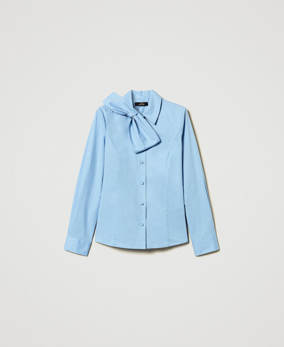 Camicia in popeline con fiocco Air Blue Donna 242AT2291_00674_S0