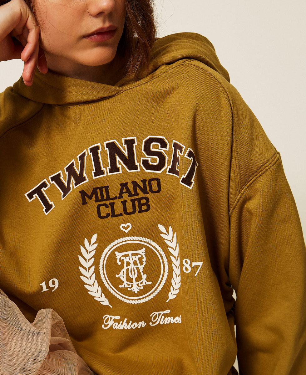 Hoodie with logo print Shiny Oil Woman 262LI2GEE_13450_PD