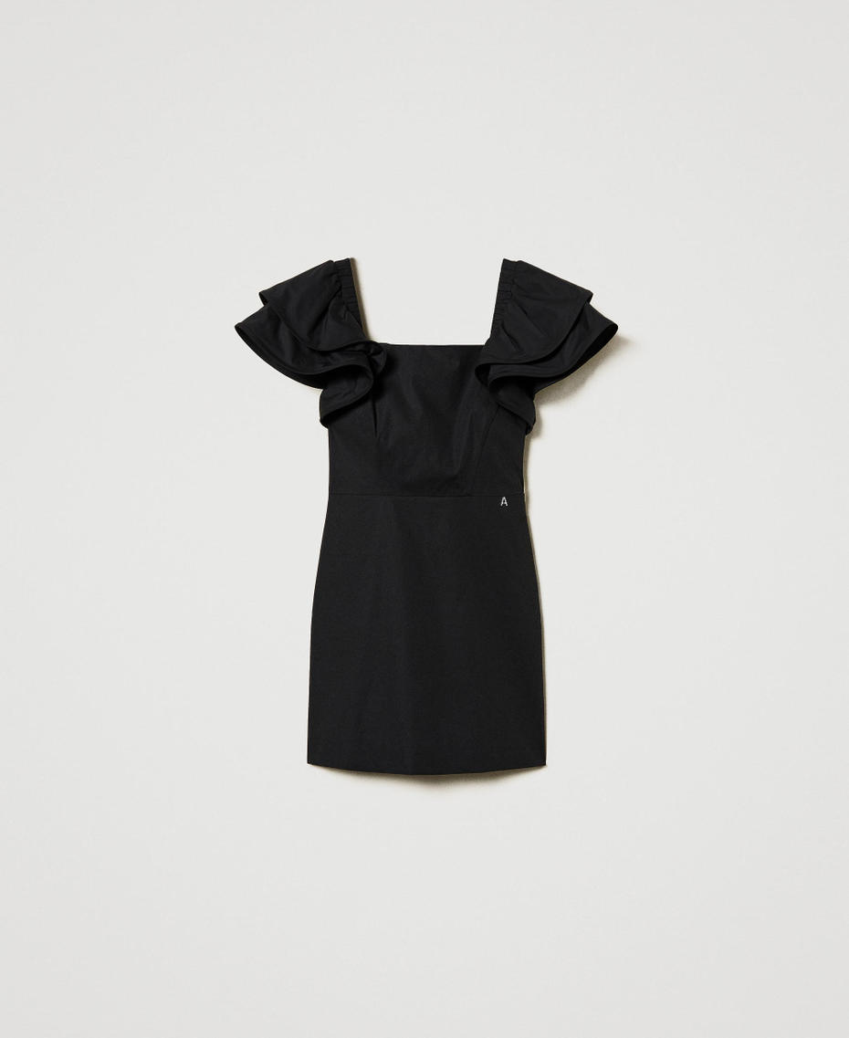 Fitted dress with flounce sleeves Black Woman 251AP2309_00006_S0