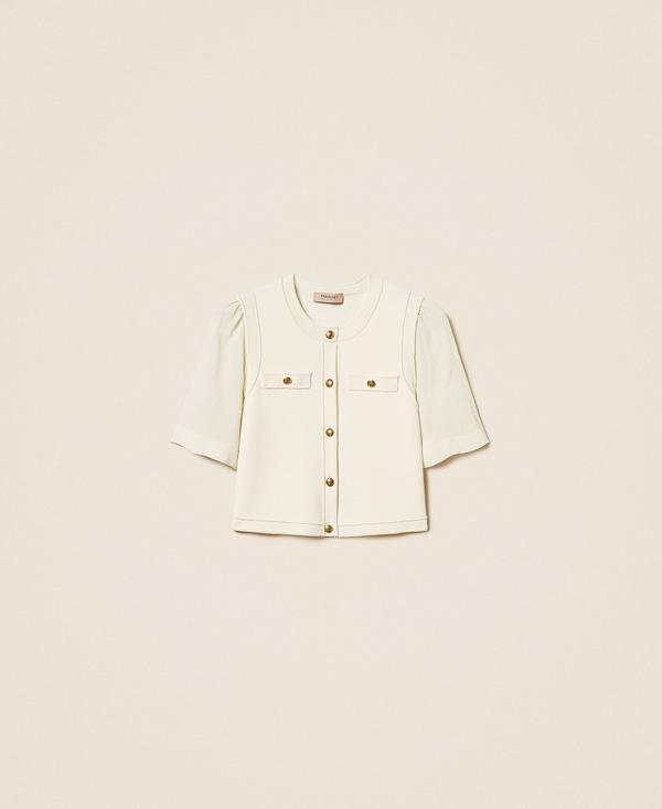 Knitted cardigan with metal buttons