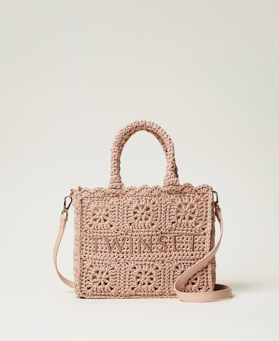 ‘Bohémienne’ crochet shopper bag Parisienne Pink Woman 251TB7411_00714_01