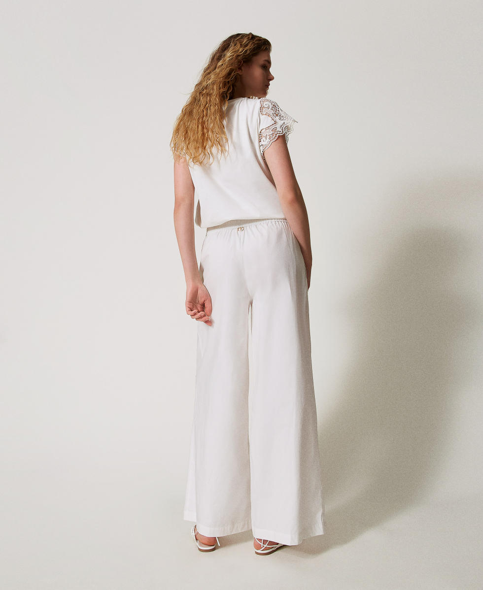 Poplin palazzo trousers White Snow Woman 251TT2120_00282_03