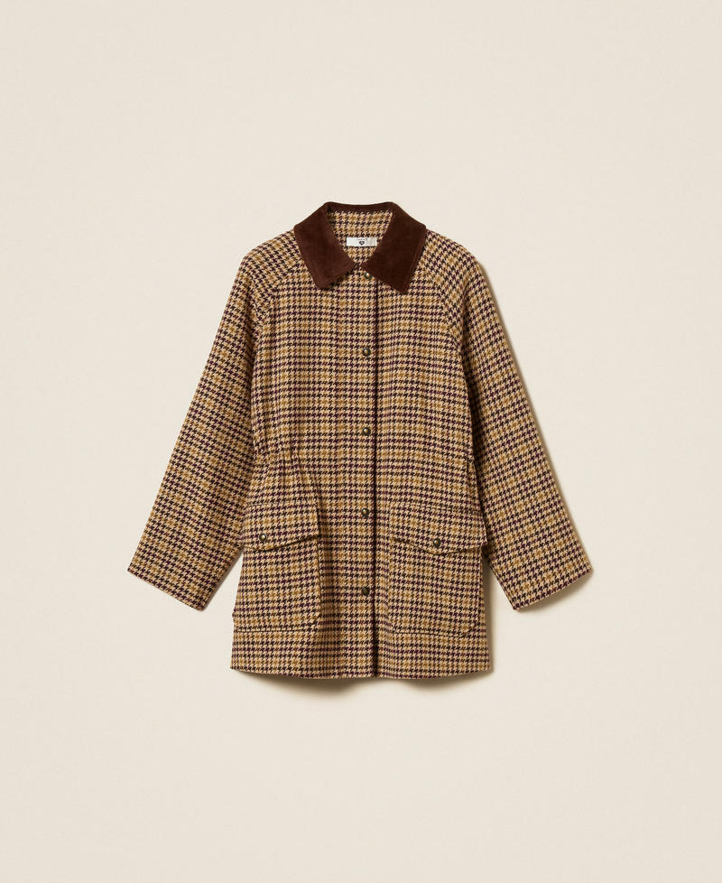 Houndstooth jacquard parka coat Multicolour Houndstooth Woman 262LI2BAA_13755_S0