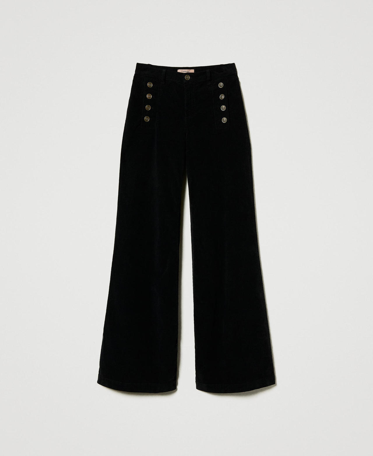 Scee by twin set Pantaloni in velluto con bottoni
