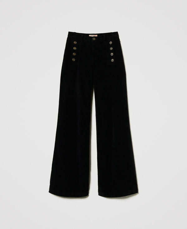 Velvet trousers with buttons