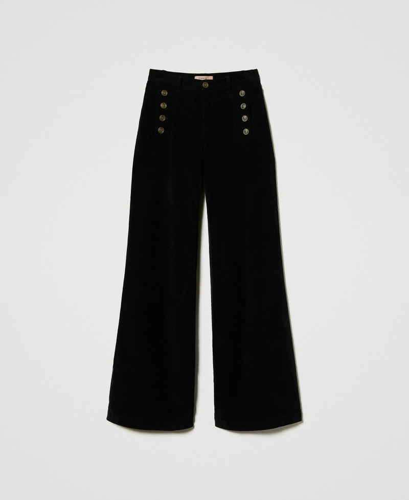 Velvet trousers with buttons Black Woman 242TT2480_00006_S0