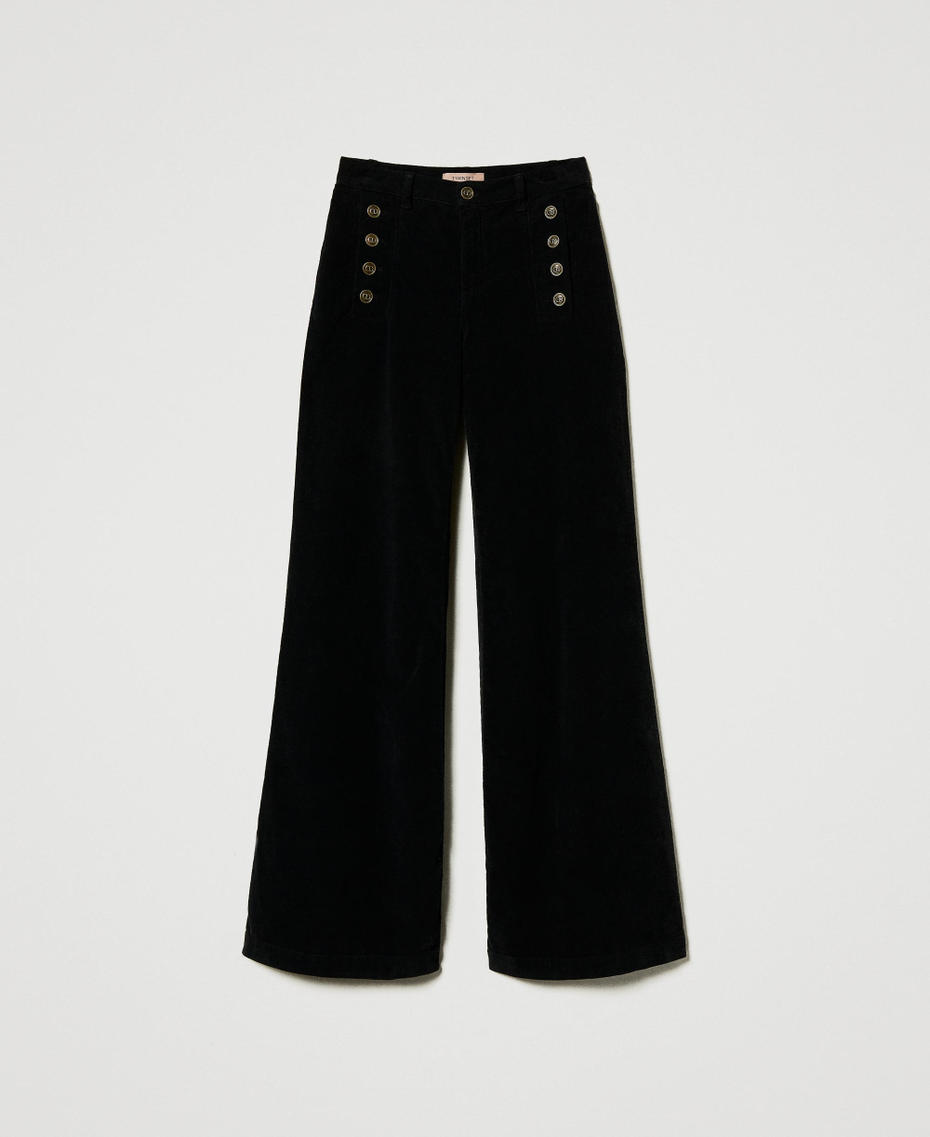 Velvet trousers with buttons Black Woman 242TT2480_00006_S0