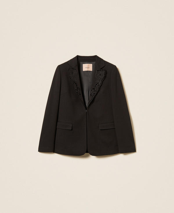 Blazer with broderie anglaise