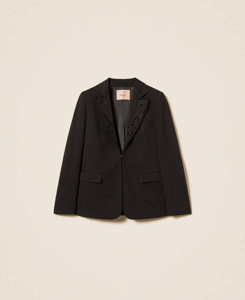 Blazer with broderie anglaise Black Woman 262TP2675_00006_S0