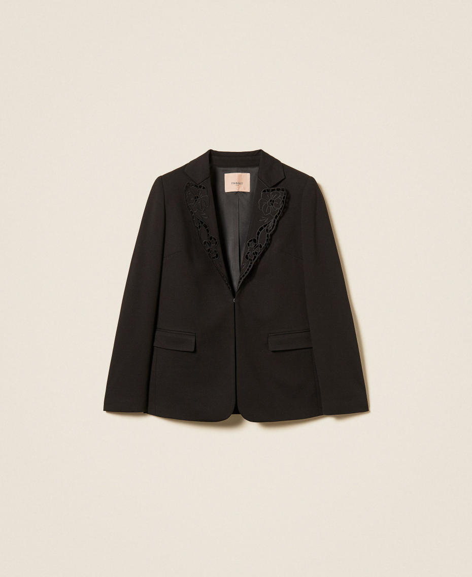 Blazer with broderie anglaise Black Woman 262TP2675_00006_S0