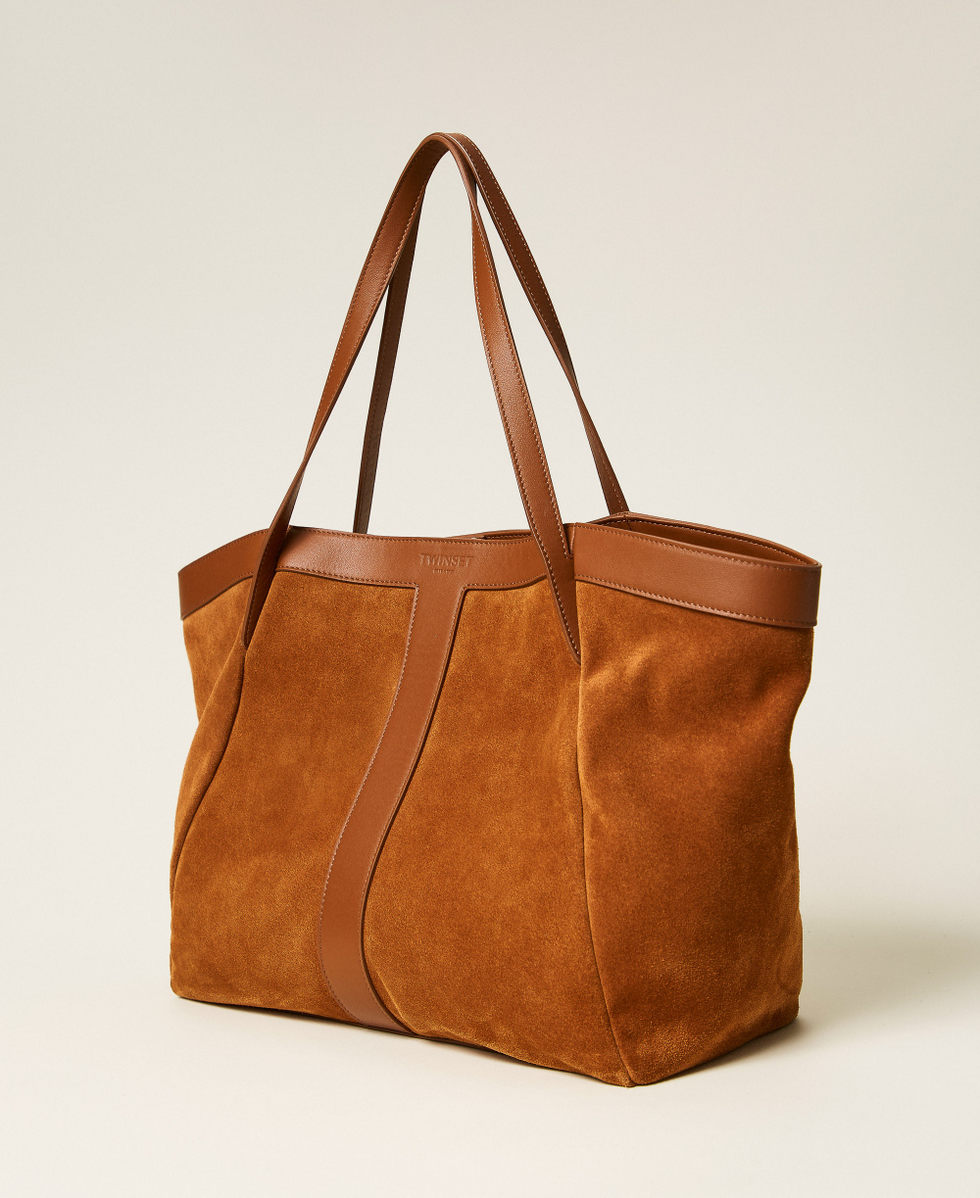 Shopper aus Veloursleder &bdquo;Bubinga Wood&ldquo;-Braun Frau 261TB7100_11061_02