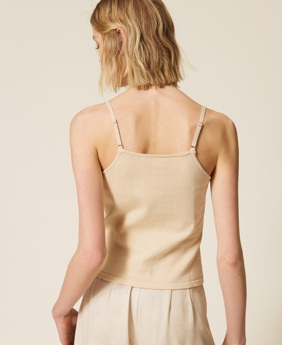 Cardigan und Top aus Netzstrick "Cashew"-Beige Frau 261AT3024_13362_06