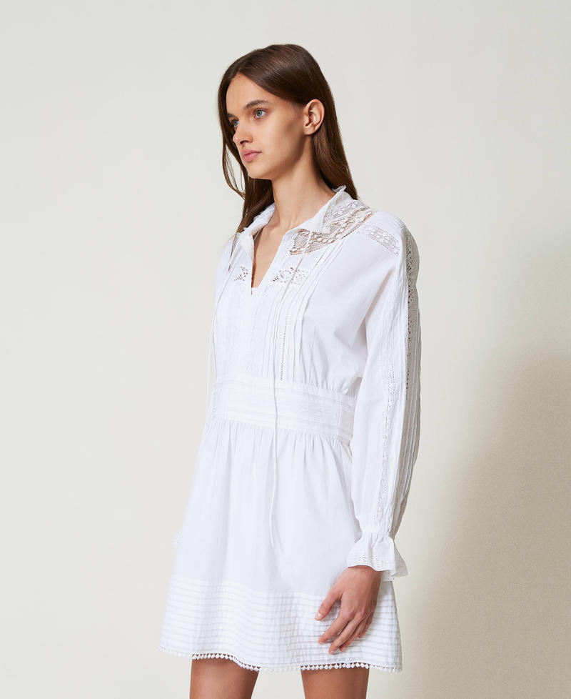 Short muslin dress with embroidery White Snow Woman 251TP2380_00282_02