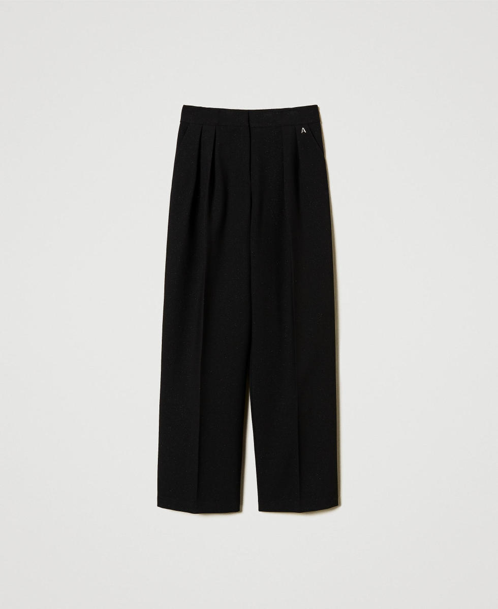 Pantalon palazzo avec plis Noir Femme 242AT2132_00006_S0