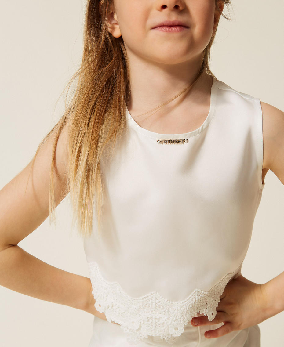 Girls&rsquo; cropped duchesse top Off White Girl 261GB2041_00526_04