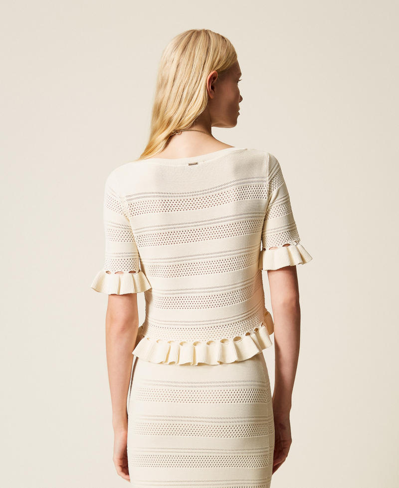 Jumper with ruffles Mother Of Pearl Woman 261TP3082_00059_03