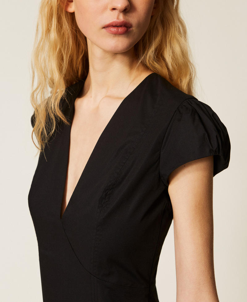 Long poplin dress Black Woman 261TT2025_00006_04
