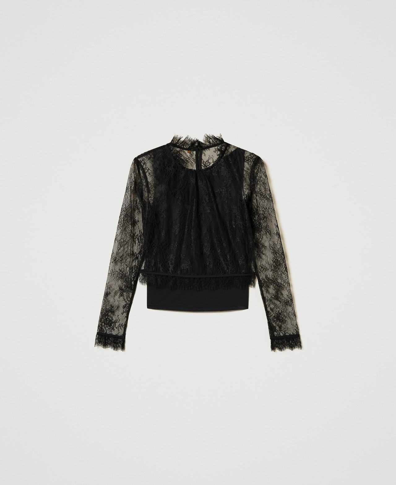 Scee by twin set Blusa cropped in pizzo e top