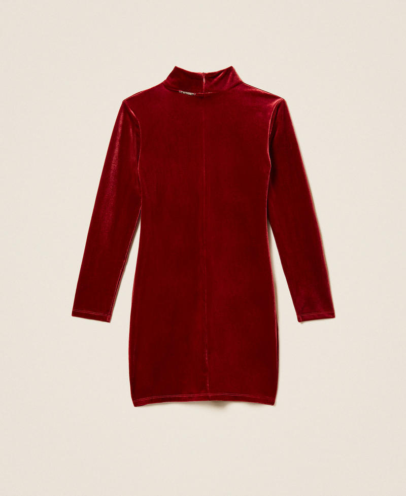 Robe courte en chenille avec fronce