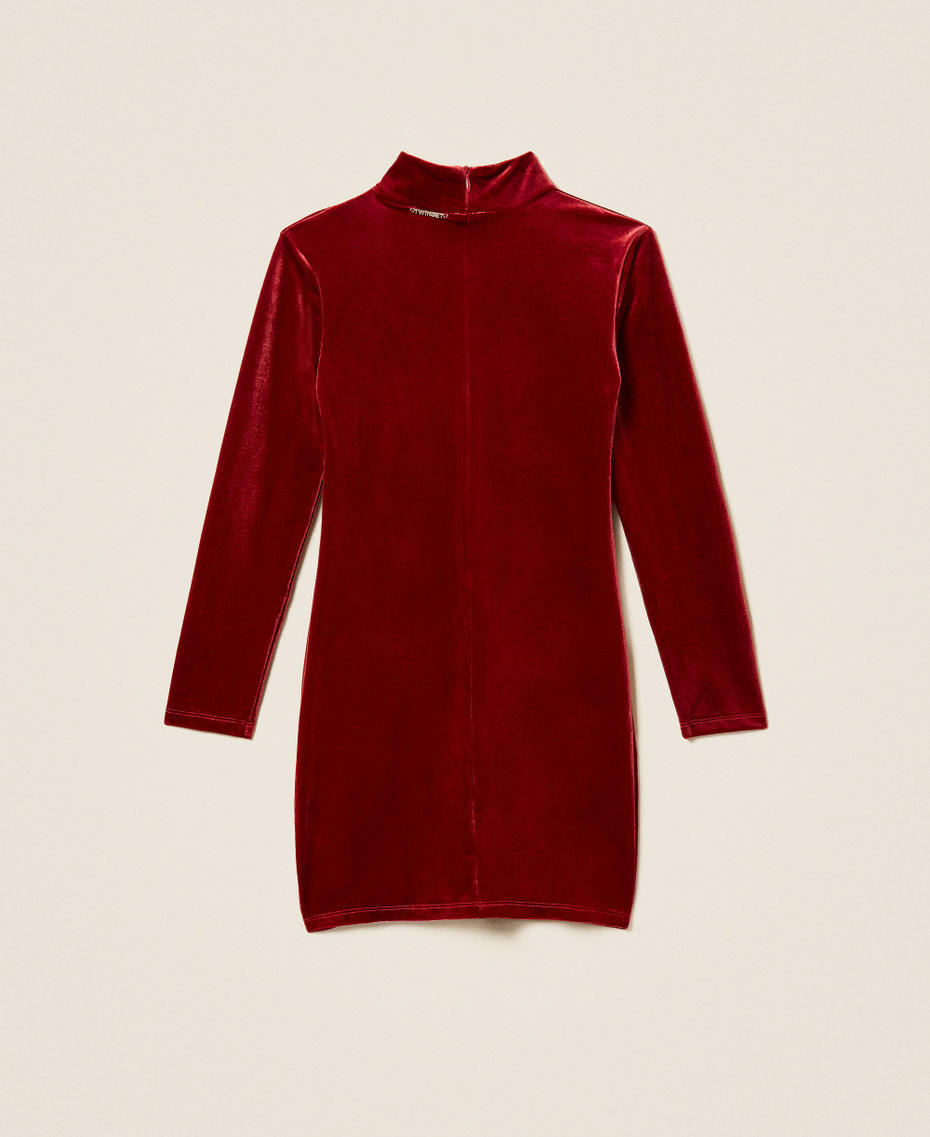 Robe courte en chenille avec fronce