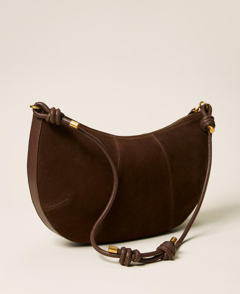 Hobo-Tasche aus Veloursleder mit Quaste "Dark Coffee"-Braun Frau 262TD8231_06095_03
