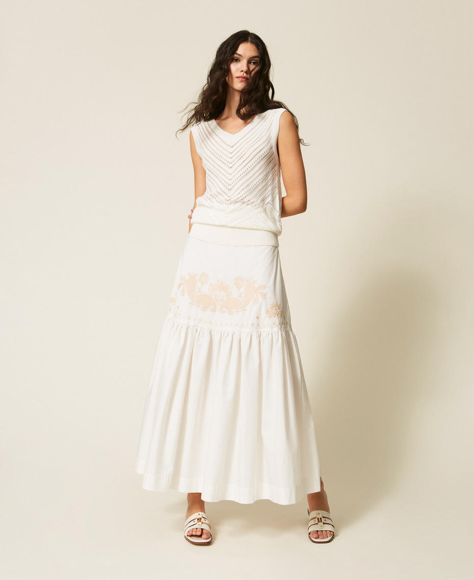 Chevron openwork knit top Off White Woman 261AT3041_00526_T0