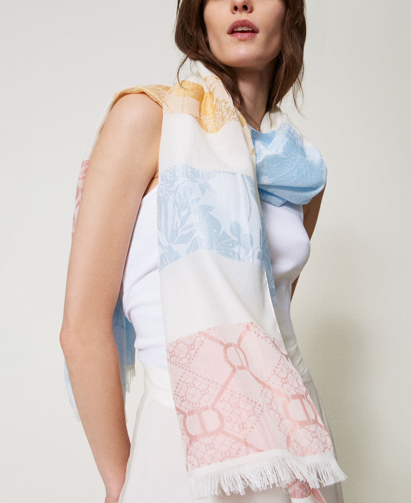 Stola jacquard multicolor con Oval T