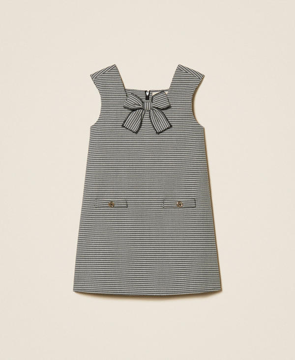 Girls' short dress with houndstooth pattern